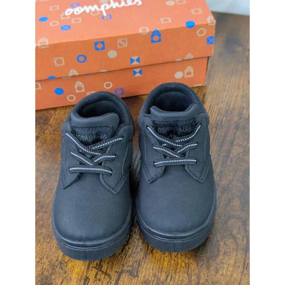 Oomphies Jace Boys Slip On Shoes Black Faux Leather Toddler Size 7C